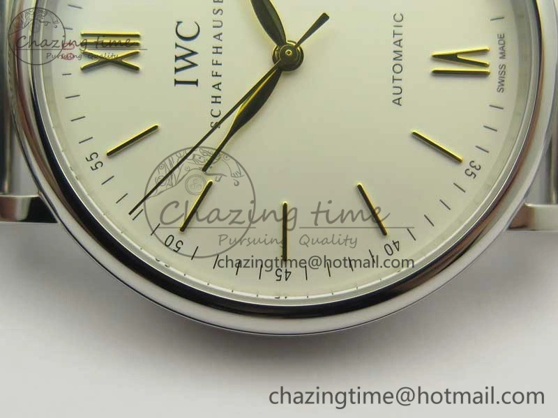 Fashionable Portofino IW356501 SS V3 MK 1:1 Best Edition White Dial Gold Markers On SS Mesh Bracelet MIYOTA 7197