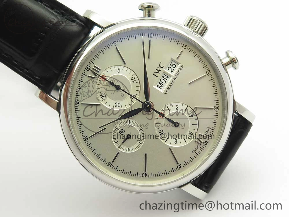 UrbanStyle Portofino IW391001 SS ZK 1:1 Best Edition White Dial Silver Markers on Black Leather Strap A 7139