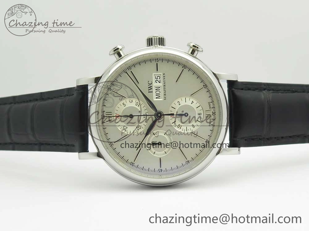 UrbanStyle Portofino IW391001 SS ZK 1:1 Best Edition White Dial Silver Markers on Black Leather Strap A 7139