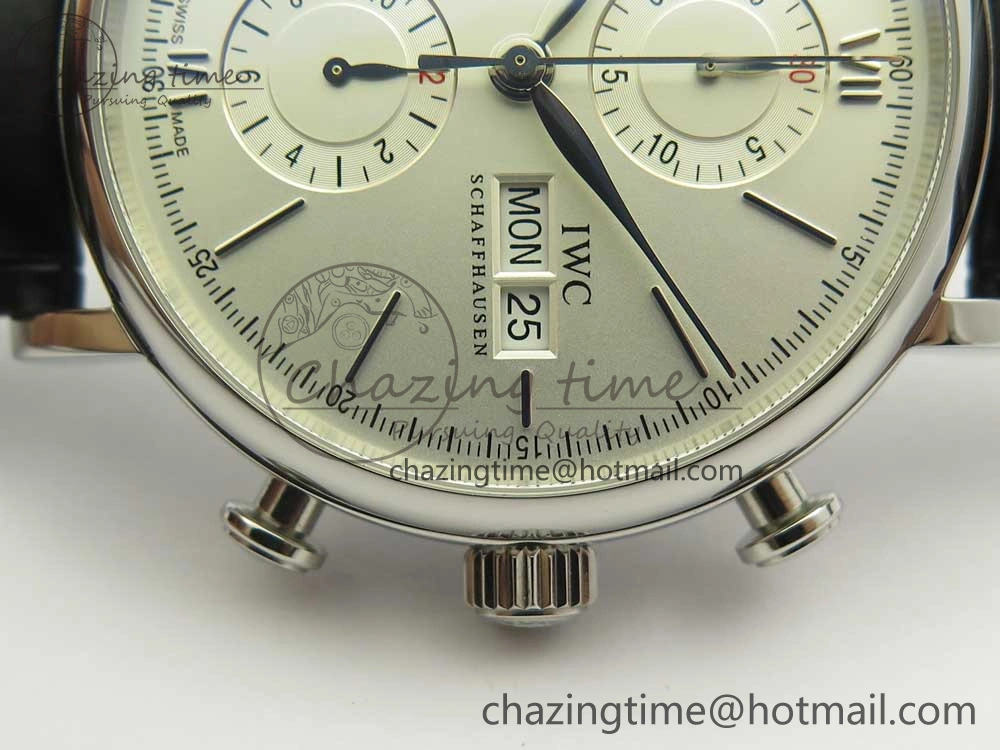 UrbanStyle Portofino IW391001 SS ZK 1:1 Best Edition White Dial Silver Markers on Black Leather Strap A 7139