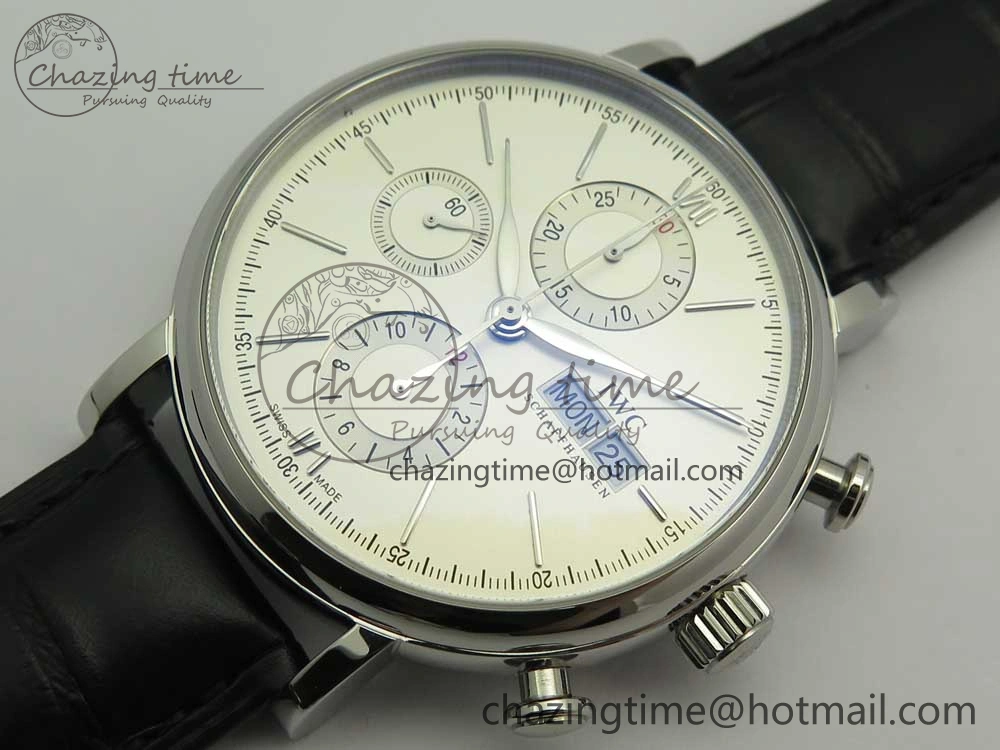 UrbanStyle Portofino IW391001 SS ZK 1:1 Best Edition White Dial Silver Markers on Black Leather Strap A 7139