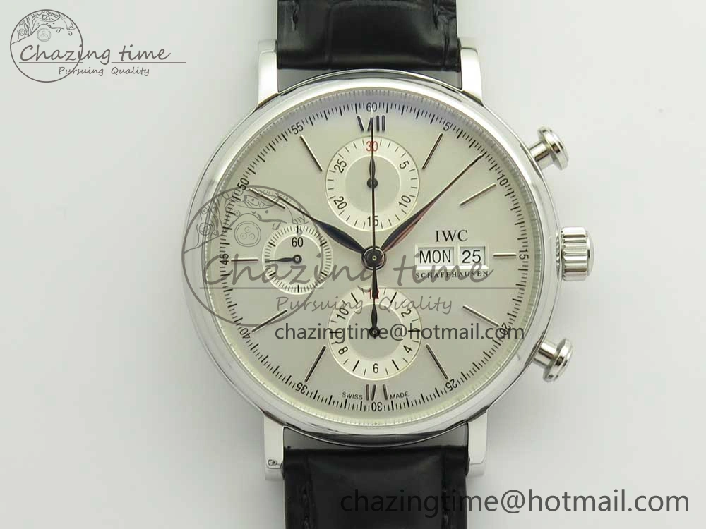 UrbanStyle Portofino IW391001 SS ZK 1:1 Best Edition White Dial Silver Markers on Black Leather Strap A 7139
