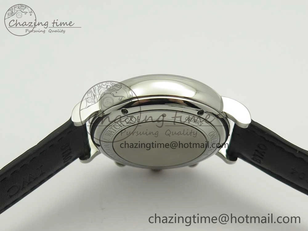Affordable Portofino IW391022 SS ZK 1:1 Best Edition White Dial Gold Markers On Black Leather Strap A 7130