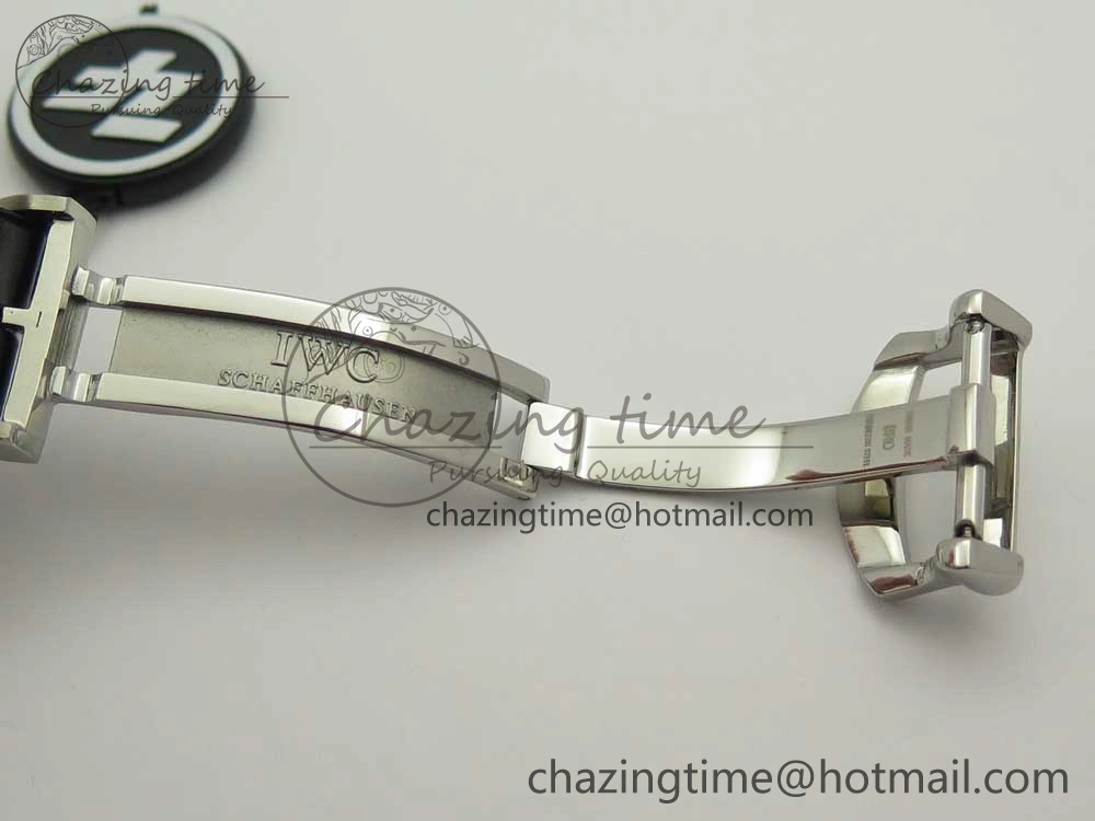 Affordable Portofino IW391022 SS ZK 1:1 Best Edition White Dial Gold Markers On Black Leather Strap A 7130