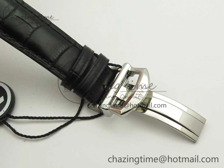Affordable Portofino IW391022 SS ZK 1:1 Best Edition White Dial Gold Markers On Black Leather Strap A 7130