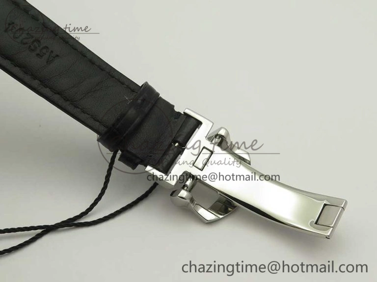 Affordable Portofino IW391022 SS ZK 1:1 Best Edition White Dial Gold Markers On Black Leather Strap A 7130