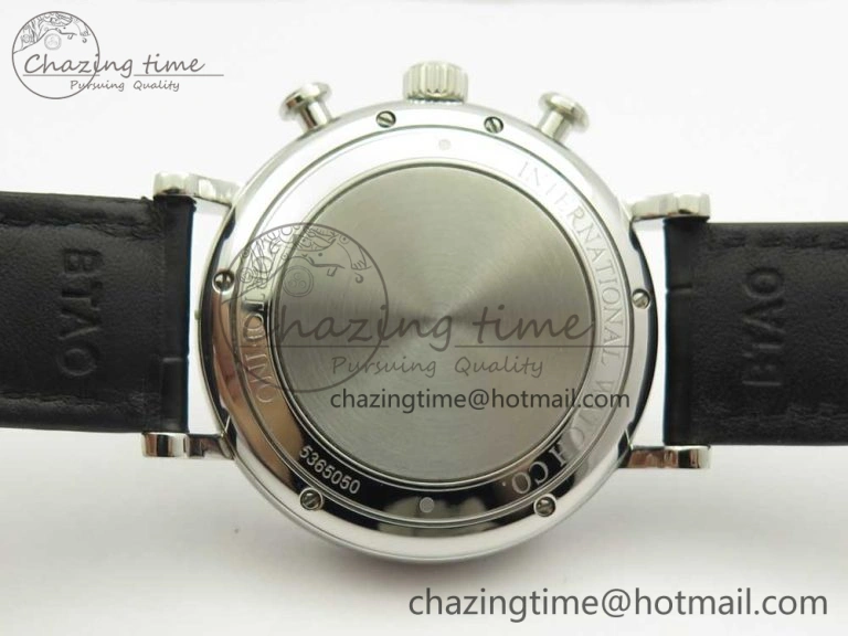 Affordable Portofino IW391022 SS ZK 1:1 Best Edition White Dial Gold Markers On Black Leather Strap A 7130