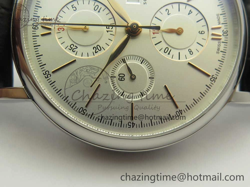 Affordable Portofino IW391022 SS ZK 1:1 Best Edition White Dial Gold Markers On Black Leather Strap A 7130