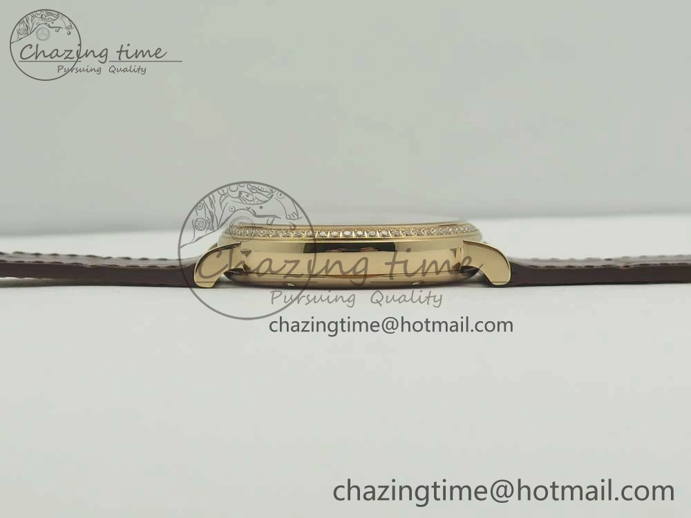 MultiPurpose Portofino IW458101 Diamond Bezel RG MK 1:1 Best Edition Gray Dial On Brown Leather Strap MIYOTA 7164
