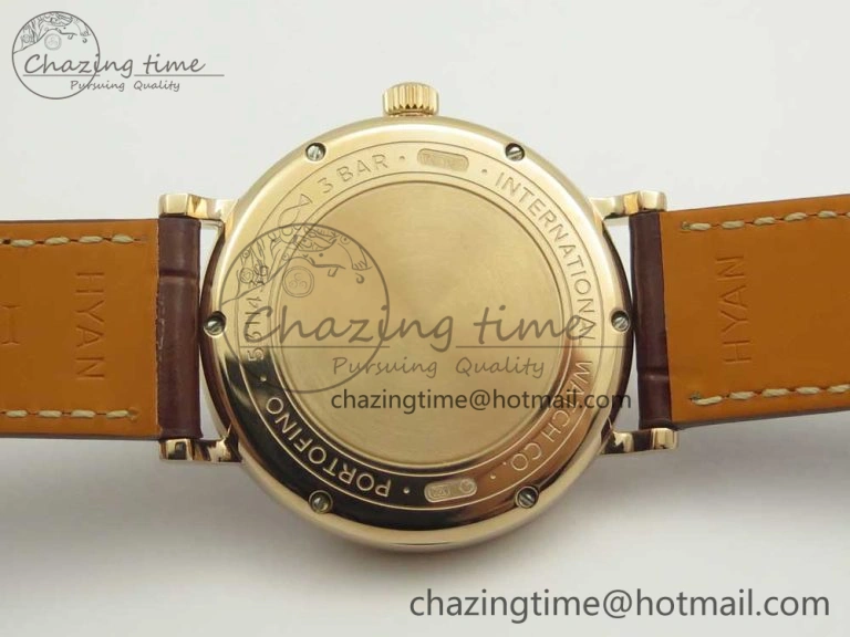 MultiPurpose Portofino IW458101 Diamond Bezel RG MK 1:1 Best Edition Gray Dial On Brown Leather Strap MIYOTA 7164