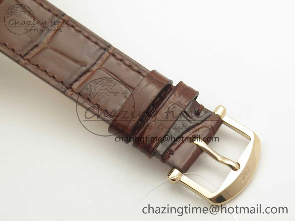 MultiPurpose Portofino IW458101 Diamond Bezel RG MK 1:1 Best Edition Gray Dial On Brown Leather Strap MIYOTA 7164