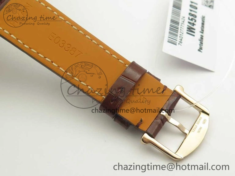 MultiPurpose Portofino IW458101 Diamond Bezel RG MK 1:1 Best Edition Gray Dial On Brown Leather Strap MIYOTA 7164