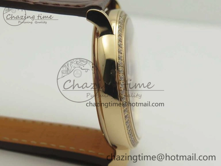 MultiPurpose Portofino IW458101 Diamond Bezel RG MK 1:1 Best Edition Gray Dial On Brown Leather Strap MIYOTA 7164