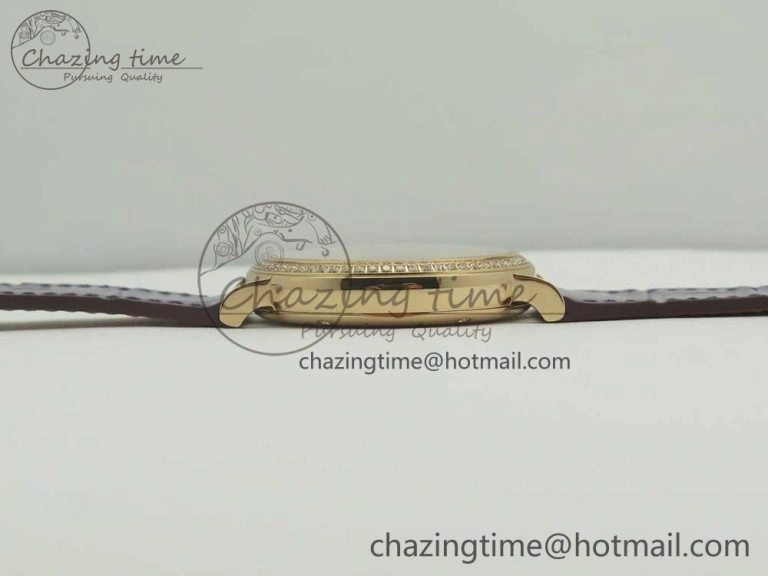 Sleek Portofino IW458101 Diamond Bezel RG MK 1:1 Best Edition Silver Dial On Purple Leather Strap MIYOTA 10649