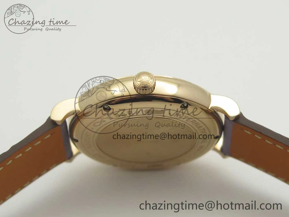 Sleek Portofino IW458101 Diamond Bezel RG MK 1:1 Best Edition Silver Dial On Purple Leather Strap MIYOTA 10649