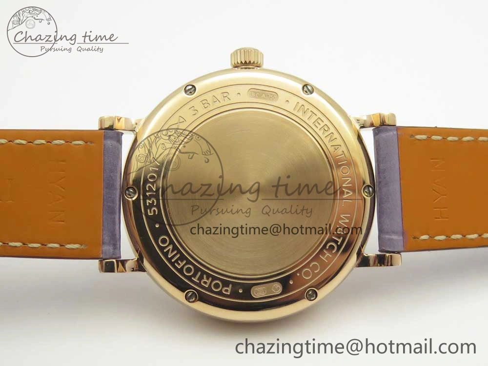 Sleek Portofino IW458101 Diamond Bezel RG MK 1:1 Best Edition Silver Dial On Purple Leather Strap MIYOTA 10649