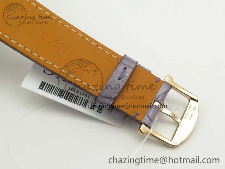 Sleek Portofino IW458101 Diamond Bezel RG MK 1:1 Best Edition Silver Dial On Purple Leather Strap MIYOTA 10649