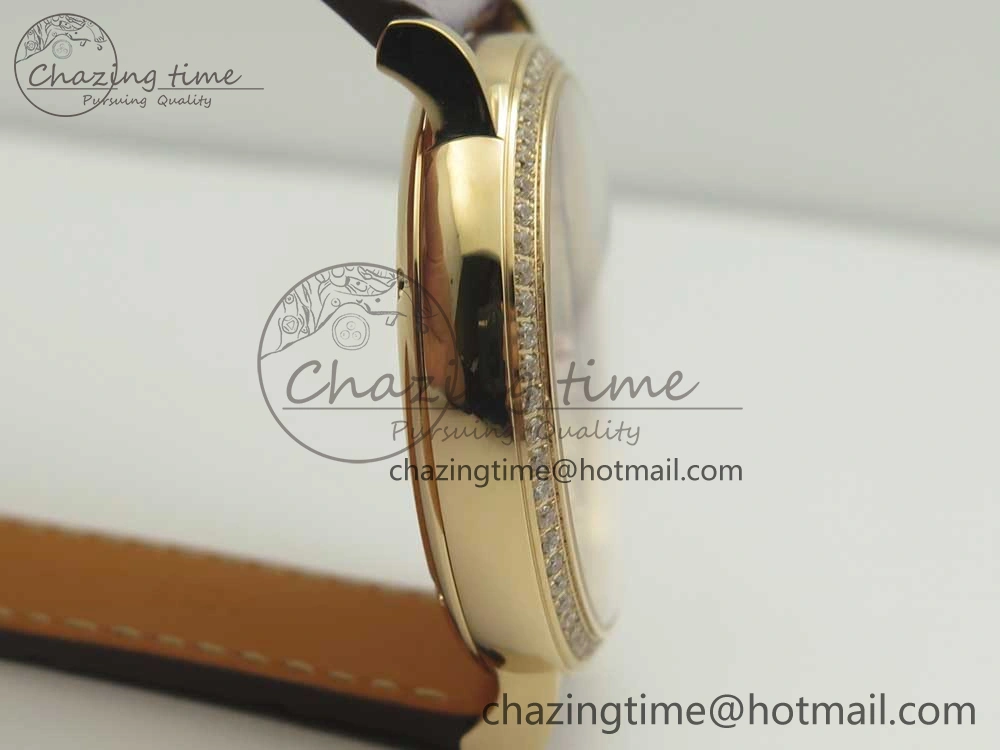 Sleek Portofino IW458101 Diamond Bezel RG MK 1:1 Best Edition Silver Dial On Purple Leather Strap MIYOTA 10649