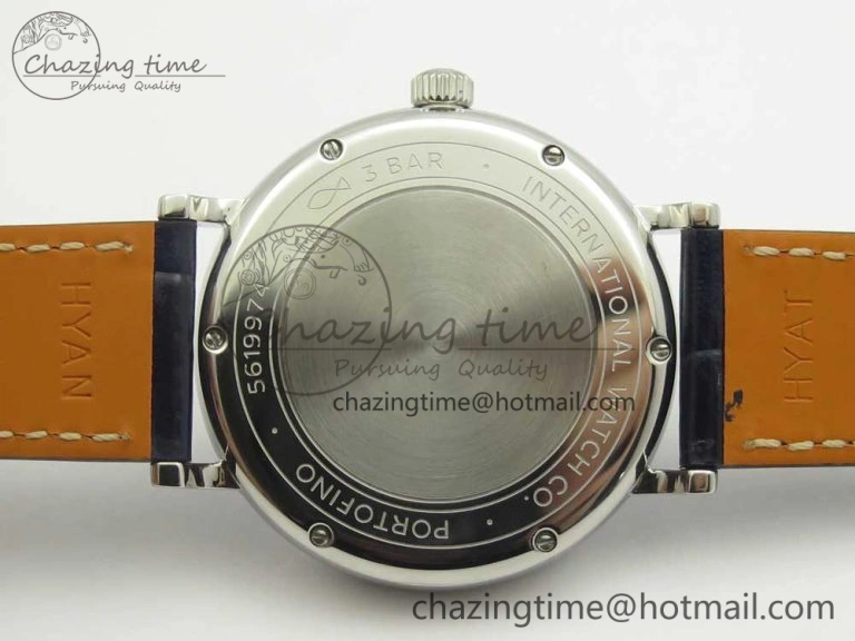 Breathable Portofino IW458101 Diamond Bezel SS MK 1:1 Best Edition Blue Dial On Blue Leather Strap MIYOTA 7169