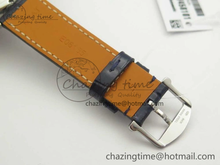 Breathable Portofino IW458101 Diamond Bezel SS MK 1:1 Best Edition Blue Dial On Blue Leather Strap MIYOTA 7169