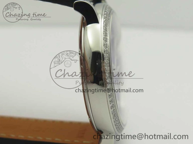 Breathable Portofino IW458101 Diamond Bezel SS MK 1:1 Best Edition Blue Dial On Blue Leather Strap MIYOTA 7169