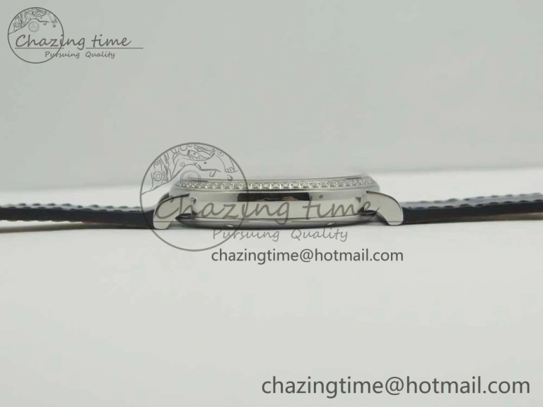 Breathable Portofino IW458101 Diamond Bezel SS MK 1:1 Best Edition Blue Dial On Blue Leather Strap MIYOTA 7169