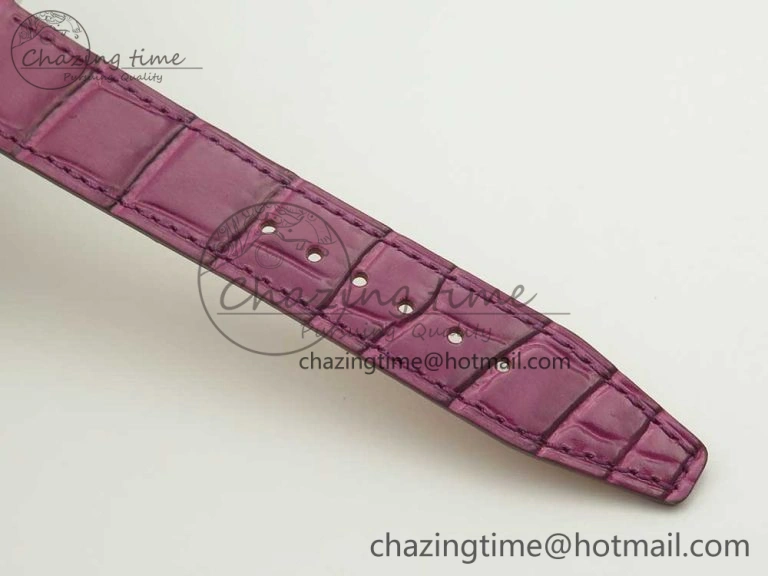Stylish Portofino IW458101 Diamond Bezel SS MK 1:1 Best Edition Silver Dial On Purple Leather Strap MIYOTA 7166