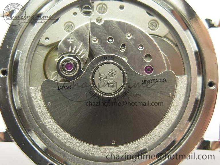 Stylish Portofino IW458101 Diamond Bezel SS MK 1:1 Best Edition Silver Dial On Purple Leather Strap MIYOTA 7166