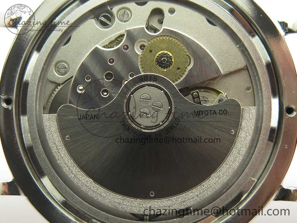 Stylish Portofino IW458101 Diamond Bezel SS MK 1:1 Best Edition Silver Dial On Purple Leather Strap MIYOTA 7166