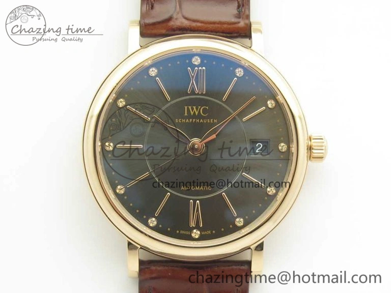 Portofino IW458101 RG MK 1:1 Best Edition Gray Dial On Brown Leather Strap MIYOTA TimelessDesign 10650