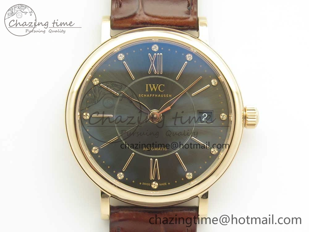 Portofino IW458101 RG MK 1:1 Best Edition Gray Dial On Brown Leather Strap MIYOTA TimelessDesign 10650