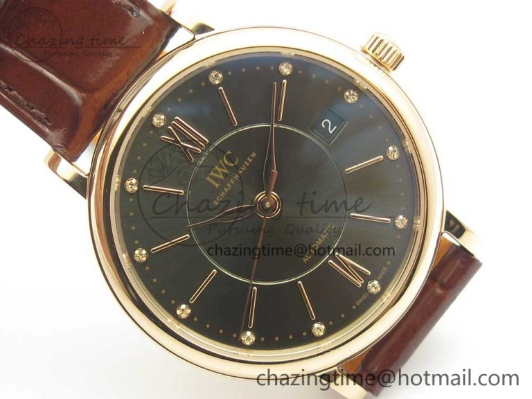 Portofino IW458101 RG MK 1:1 Best Edition Gray Dial On Brown Leather Strap MIYOTA TimelessDesign 10650