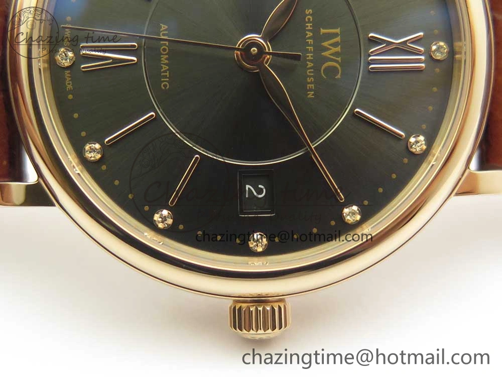 Portofino IW458101 RG MK 1:1 Best Edition Gray Dial On Brown Leather Strap MIYOTA TimelessDesign 10650