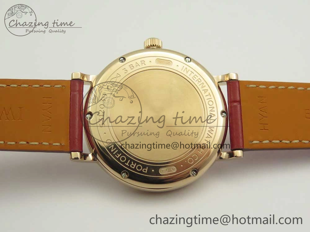 Portofino IW458101 RG MK 1:1 Best Edition Silver Dial On Red Leather Strap MIYOTA WeatherProof 10645