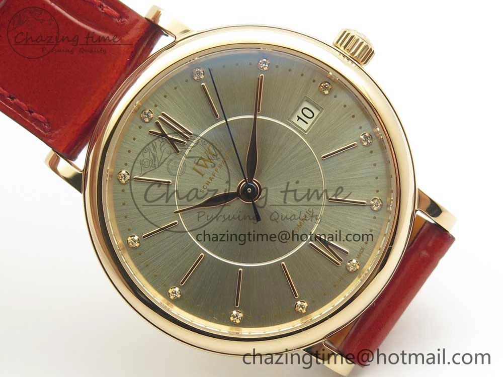 Portofino IW458101 RG MK 1:1 Best Edition Silver Dial On Red Leather Strap MIYOTA WeatherProof 10645