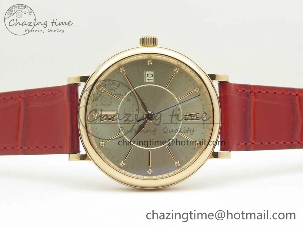 Portofino IW458101 RG MK 1:1 Best Edition Silver Dial On Red Leather Strap MIYOTA WeatherProof 10645