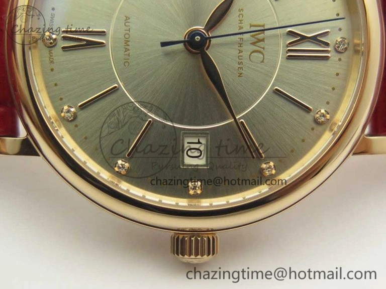 Portofino IW458101 RG MK 1:1 Best Edition Silver Dial On Red Leather Strap MIYOTA WeatherProof 10645