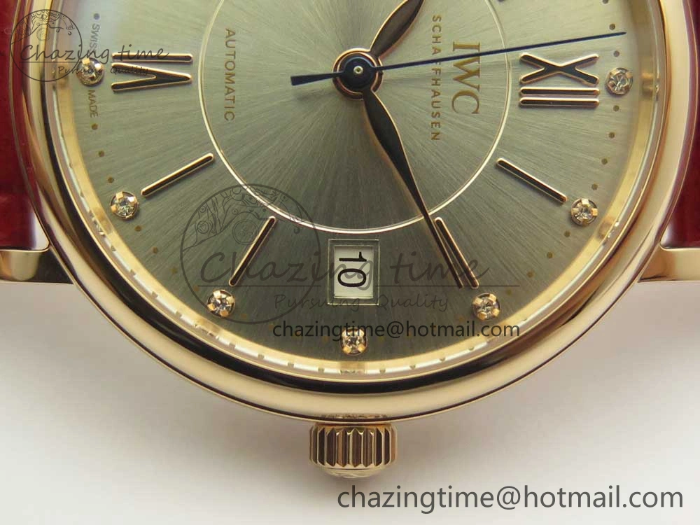 Portofino IW458101 RG MK 1:1 Best Edition Silver Dial On Red Leather Strap MIYOTA WeatherProof 10645