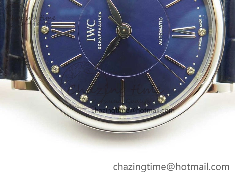 Colorful Portofino IW458101 SS MK 1:1 Best Edition Blue Dial On Blue Leather Strap MIYOTA 7168