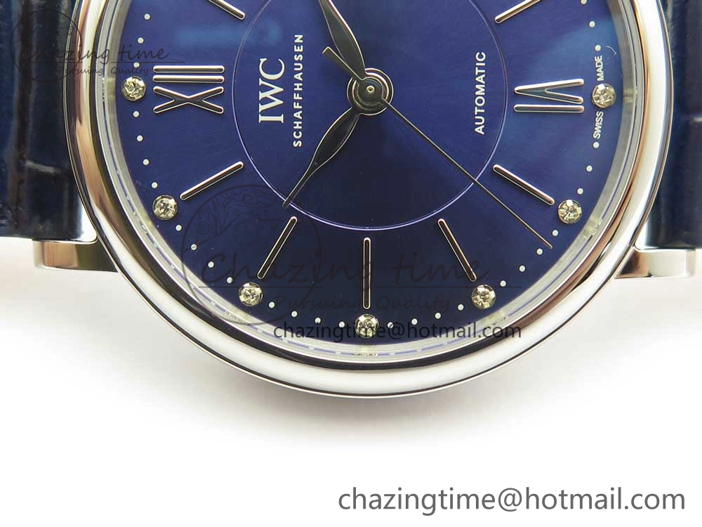 Colorful Portofino IW458101 SS MK 1:1 Best Edition Blue Dial On Blue Leather Strap MIYOTA 7168