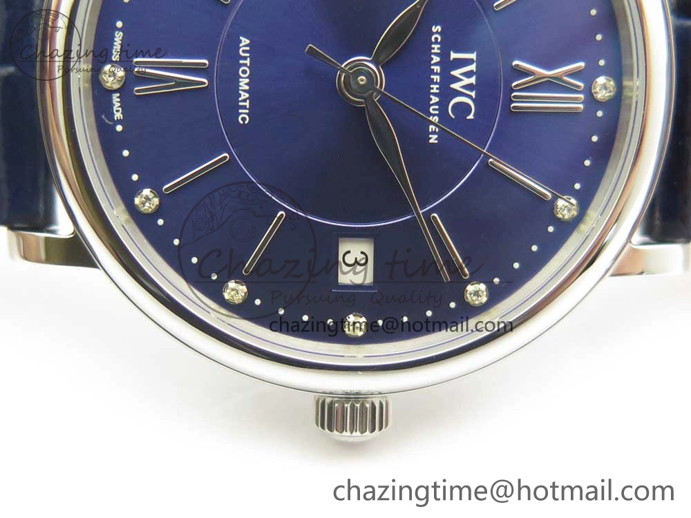 Colorful Portofino IW458101 SS MK 1:1 Best Edition Blue Dial On Blue Leather Strap MIYOTA 7168