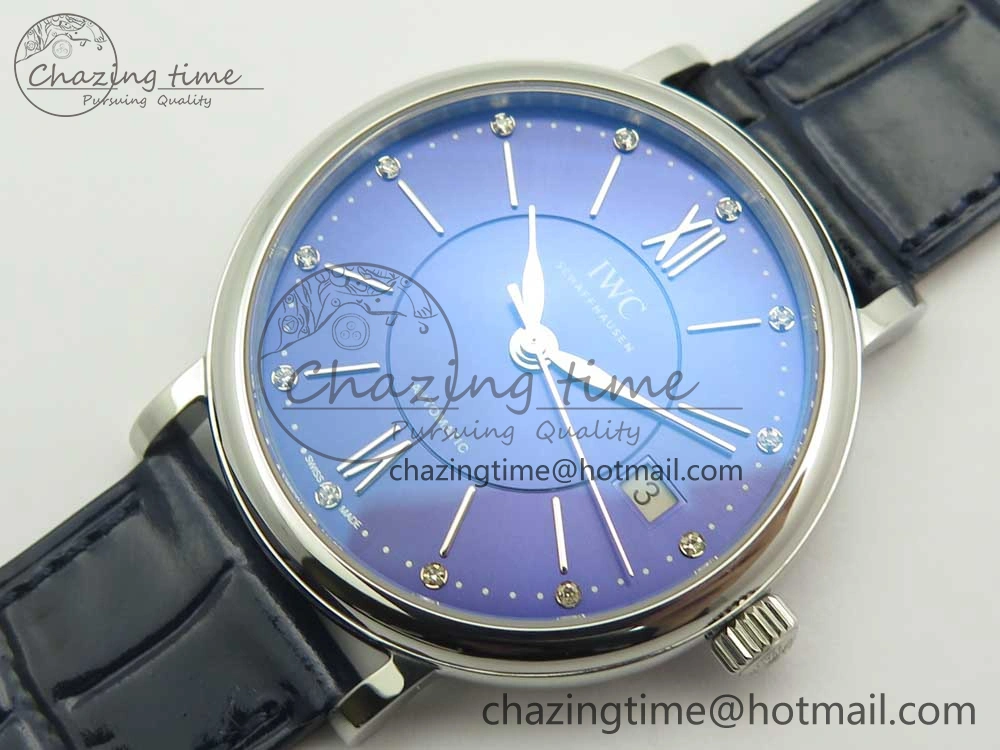 Colorful Portofino IW458101 SS MK 1:1 Best Edition Blue Dial On Blue Leather Strap MIYOTA 7168