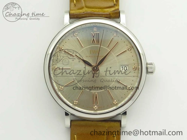 Portofino IW458101 SS MK 1:1 Best Edition Silver Dial On Brown Leather Strap MIYOTA Affordable 10647