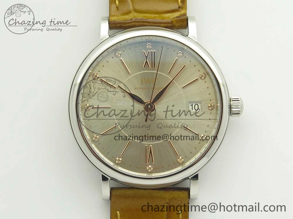Portofino IW458101 SS MK 1:1 Best Edition Silver Dial On Brown Leather Strap MIYOTA Affordable 10647