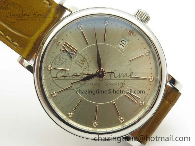 Portofino IW458101 SS MK 1:1 Best Edition Silver Dial On Brown Leather Strap MIYOTA Affordable 10647
