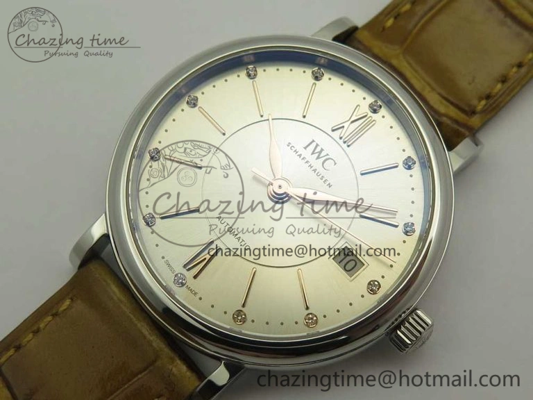 Portofino IW458101 SS MK 1:1 Best Edition Silver Dial On Brown Leather Strap MIYOTA Affordable 10647
