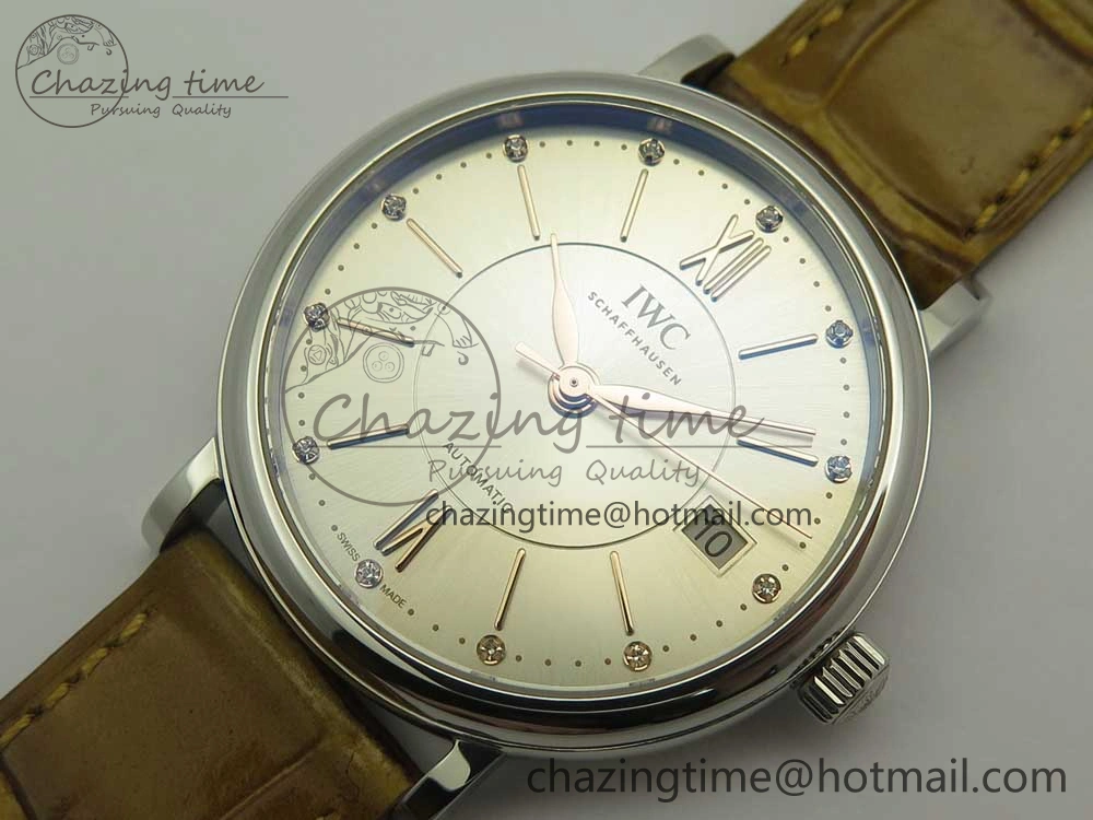 Portofino IW458101 SS MK 1:1 Best Edition Silver Dial On Brown Leather Strap MIYOTA Affordable 10647