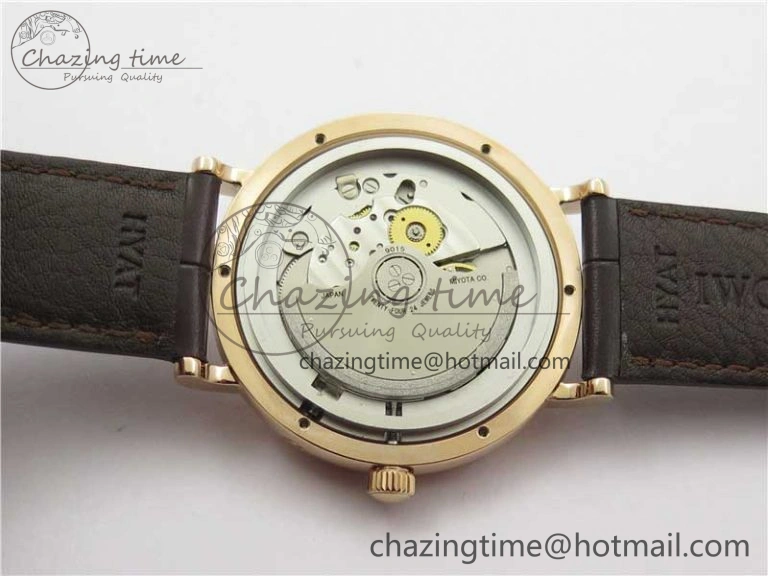 Unisex Portofino IW459402 RG MKS 1:1 Best Edition White Dial on Brown Leather Strap Miyota 7084