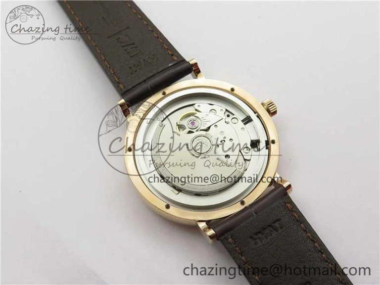 Unisex Portofino IW459402 RG MKS 1:1 Best Edition White Dial on Brown Leather Strap Miyota 7084