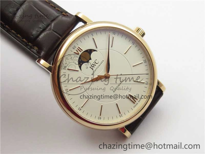 Unisex Portofino IW459402 RG MKS 1:1 Best Edition White Dial on Brown Leather Strap Miyota 7084